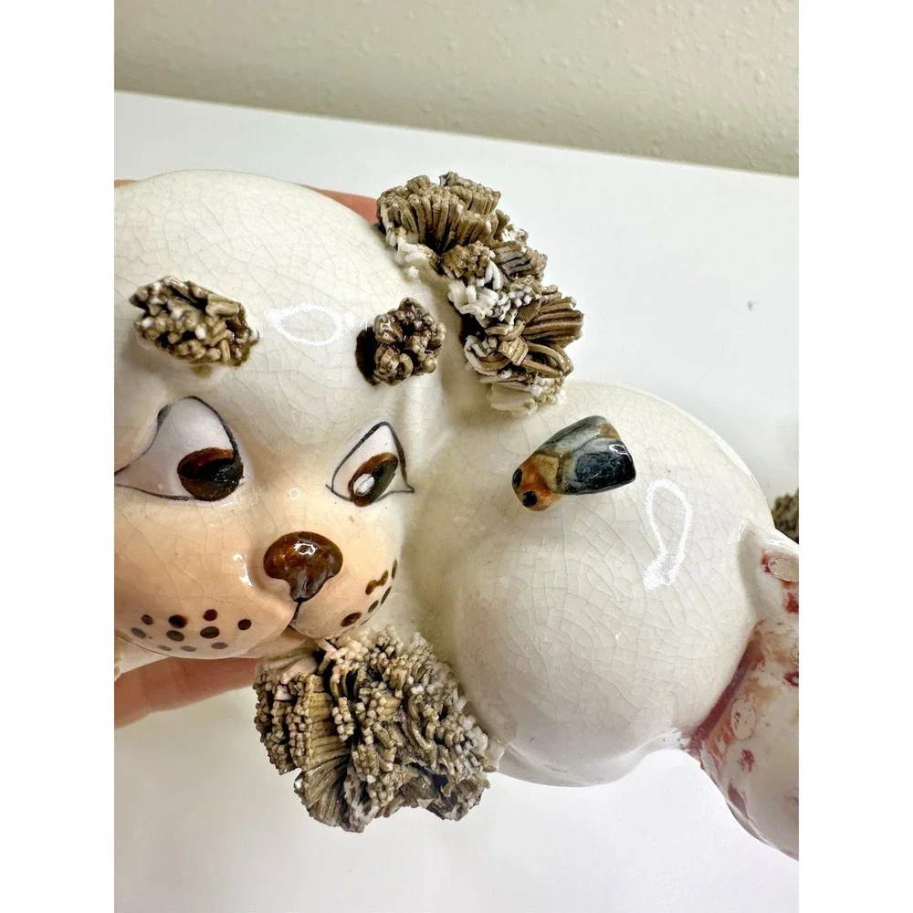 Lefton Spaghetti Ceramic Dog Vintage Set 2 Bee Toothache Boo Boo Tail Set 2